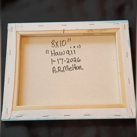 Hawaii Islands Canvas Wall Art Hand Painted Blue Beach Tropical Decor - Picture 2 of 3